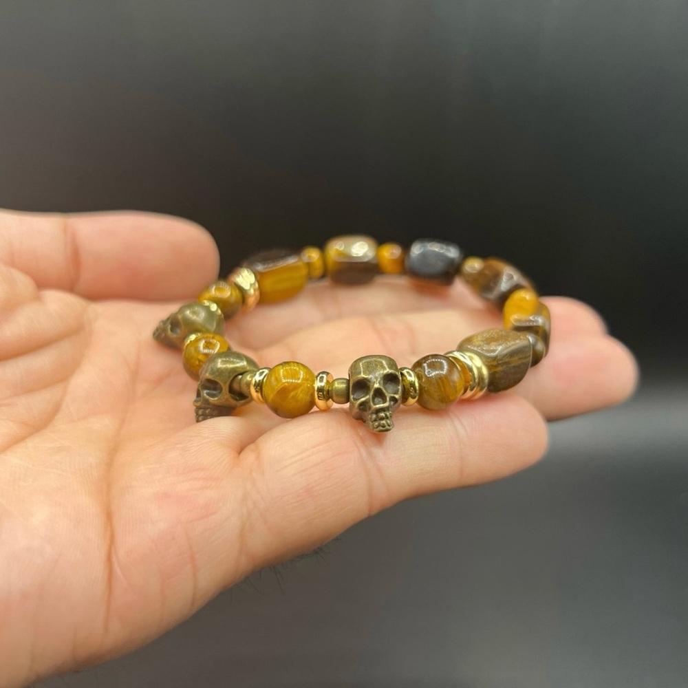 Tiger Eye Skull Bracelet
